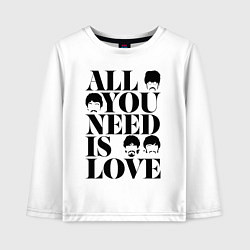 Лонгслив хлопковый детский ALL YOU NEED IS LOVE THE BEATLES, цвет: белый