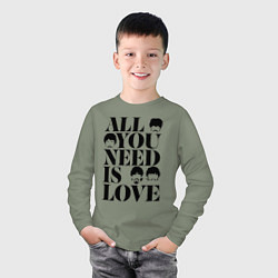 Лонгслив хлопковый детский ALL YOU NEED IS LOVE THE BEATLES, цвет: авокадо — фото 2