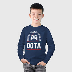 Лонгслив хлопковый детский Dota: Пришел, Увидел, Победил, цвет: тёмно-синий — фото 2