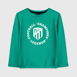 Лонгслив хлопковый детский Символ Atletico Madrid и надпись Football Legends, цвет: зеленый