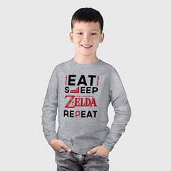 Лонгслив хлопковый детский Надпись: Eat Sleep Zelda Repeat, цвет: меланж — фото 2