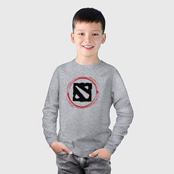 Лонгслив хлопковый детский Символ Dota и красная краска вокруг, цвет: меланж — фото 2