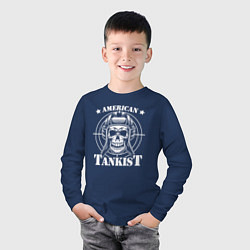 Лонгслив хлопковый детский Американский танкист, цвет: тёмно-синий — фото 2