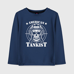 Лонгслив хлопковый детский Американский танкист, цвет: тёмно-синий