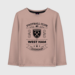 Лонгслив хлопковый детский West Ham: Football Club Number 1 Legendary, цвет: пыльно-розовый