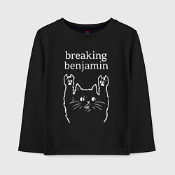 Лонгслив хлопковый детский Breaking Benjamin Рок кот, цвет: черный
