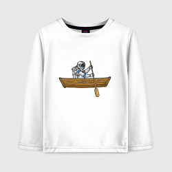Лонгслив хлопковый детский Космонавт в лодке, цвет: белый