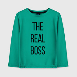 Лонгслив хлопковый детский The real boss!, цвет: зеленый