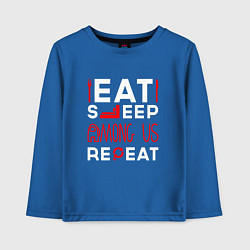 Лонгслив хлопковый детский Надпись Eat Sleep Among Us Repeat, цвет: синий