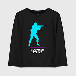 Детский лонгслив Символ Counter Strike в неоновых цветах