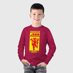 Лонгслив хлопковый детский Манчестер Юнайтед символ, цвет: маджента — фото 2