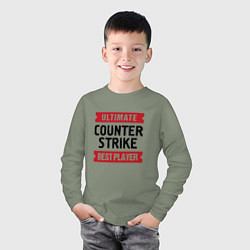 Лонгслив хлопковый детский Counter Strike: таблички Ultimate и Best Player, цвет: авокадо — фото 2