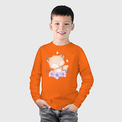Лонгслив хлопковый детский Милый Слонёнок С Цветочками, цвет: оранжевый — фото 2