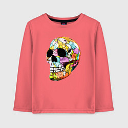 Лонгслив хлопковый детский Art cool skull, цвет: коралловый