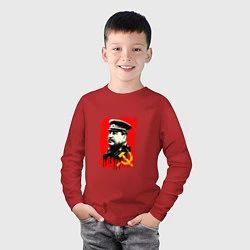 Лонгслив хлопковый детский СССР - Сталин, цвет: красный — фото 2