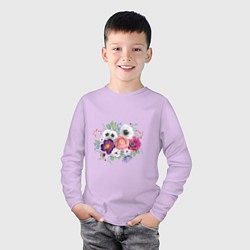 Лонгслив хлопковый детский Букет из белых и розовых анемонов, цвет: лаванда — фото 2