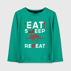 Детский лонгслив Надпись Eat Sleep Stray Repeat