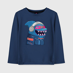 Лонгслив хлопковый детский Борзый кульный акулёныш, цвет: тёмно-синий