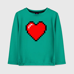 Лонгслив хлопковый детский Пиксельное сердце-здоровье - Красный, цвет: зеленый