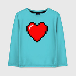 Лонгслив хлопковый детский Пиксельное сердце-здоровье - Красный, цвет: бирюзовый