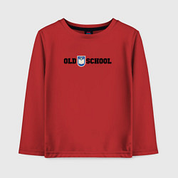 Лонгслив хлопковый детский Old school, шеврон старой школы, цвет: красный