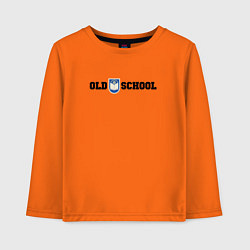 Лонгслив хлопковый детский Old school, шеврон старой школы, цвет: оранжевый