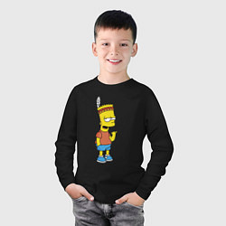 Лонгслив хлопковый детский Барт Симпсон - индеец, цвет: черный — фото 2