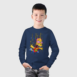 Лонгслив хлопковый детский Барт Симпсон - свободное падение, цвет: тёмно-синий — фото 2