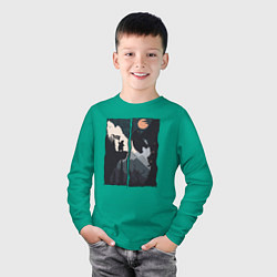 Лонгслив хлопковый детский Оранжевая луна и дикий альпинизм, цвет: зеленый — фото 2