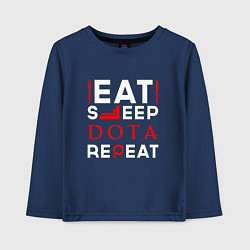 Детский лонгслив Надпись eat sleep Dota repeat