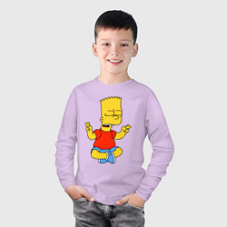 Лонгслив хлопковый детский Барт Симпсон - сидит со скрещенными пальцами, цвет: лаванда — фото 2