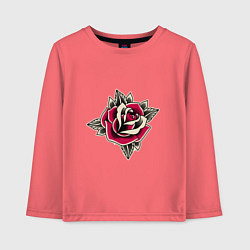 Лонгслив хлопковый детский Бутон розы, цвет: коралловый
