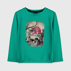 Лонгслив хлопковый детский Бездорожье Азия, цвет: зеленый
