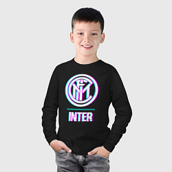 Лонгслив хлопковый детский Inter FC в стиле glitch, цвет: черный — фото 2