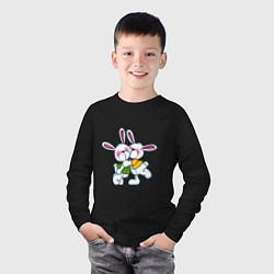 Лонгслив хлопковый детский Пара влюбленных заек, цвет: черный — фото 2