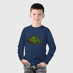 Лонгслив хлопковый детский Самый обычный танк, цвет: тёмно-синий — фото 2