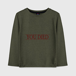 Лонгслив хлопковый детский Dark Souls - You Died, цвет: меланж-хаки