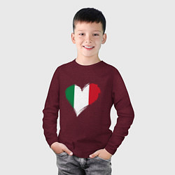 Лонгслив хлопковый детский Сердце - Италия, цвет: меланж-бордовый — фото 2