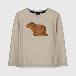 Лонгслив хлопковый детский Капибара сидит и спит, цвет: миндальный