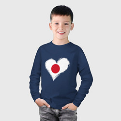 Лонгслив хлопковый детский Сердце - Япония, цвет: тёмно-синий — фото 2