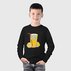 Лонгслив хлопковый детский Стакан с лимонным соком, цвет: черный — фото 2
