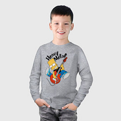 Лонгслив хлопковый детский Барт Симпсон - гитарист - heavy metal, цвет: меланж — фото 2