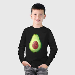 Лонгслив хлопковый детский Веселый авокадо говорит привет, цвет: черный — фото 2