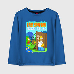 Лонгслив хлопковый детский Барт Симпсон дурит своего батю - розыгрыш, цвет: синий