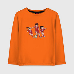 Лонгслив хлопковый детский Женский футбол, цвет: оранжевый