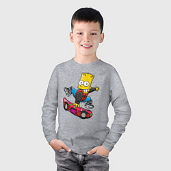 Лонгслив хлопковый детский Барт Симпсон - крутой скейтбордист, цвет: меланж — фото 2