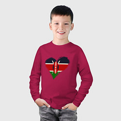 Лонгслив хлопковый детский Сердце - Кения, цвет: маджента — фото 2