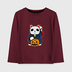 Лонгслив хлопковый детский Cat Halloween, цвет: меланж-бордовый