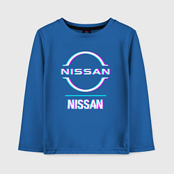 Детский лонгслив Значок Nissan в стиле glitch