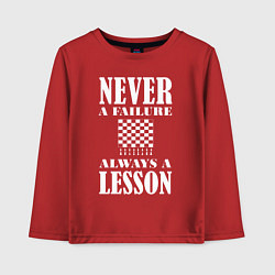Лонгслив хлопковый детский Любая ошибка это урок, цвет: красный
